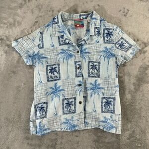 Reyn Spooner Shirt Womens Medium‎ Blue Joe Kealohas Hawaiian Floral Short Sleeve